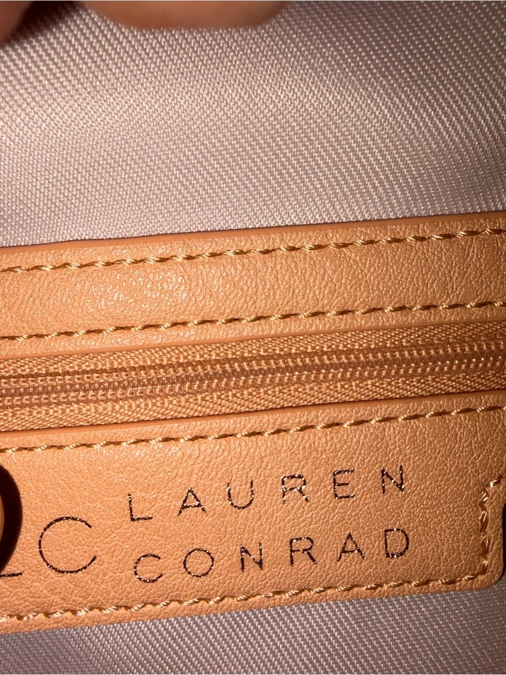 LC Lauren Conrad Peach Faux Leather Mini Backpack with Heart Charm